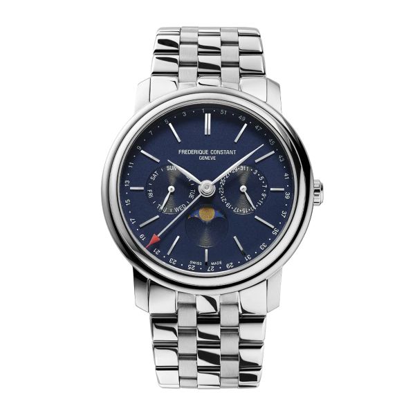 Frédérique Constant Classics Quartz Index Business Timer bleu dial steel bracelet 40 mm