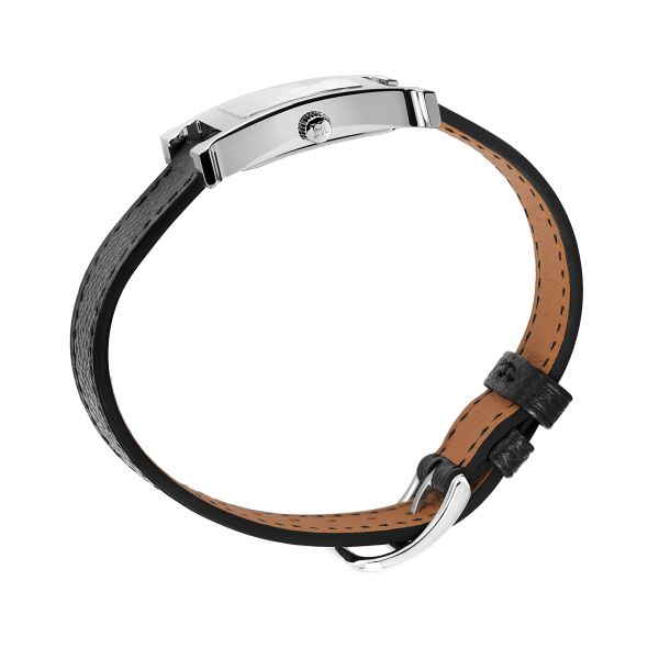 HERMÈS Heure H Small Model watch quartz white dial black leather strap 25 mm