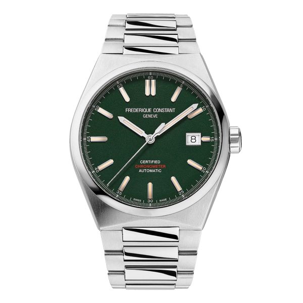 Montre Frédérique Constant Highlife automatique COSC cadran vert "British Racing" bracelet acier 39 mm