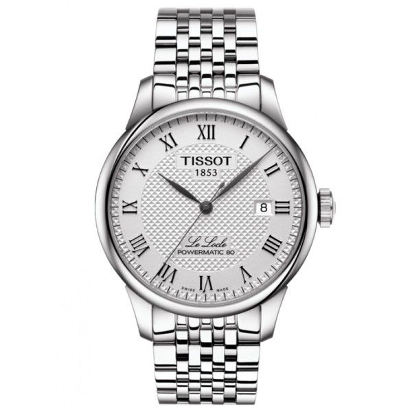 Montre Tissot T-Classic Le Locle Powermatic 80 cadran argent bracelet acier 39,3 mm