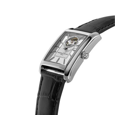 Montre Frédérique Constant Classics Carrée Heart Beat Automatic cadran argenté bracelet cuir 30 x 33 mm