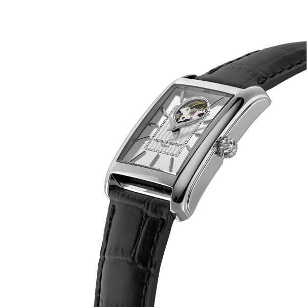 Montre Frédérique Constant Classics Carrée Heart Beat Automatic cadran argenté bracelet cuir 30 x 33 mm