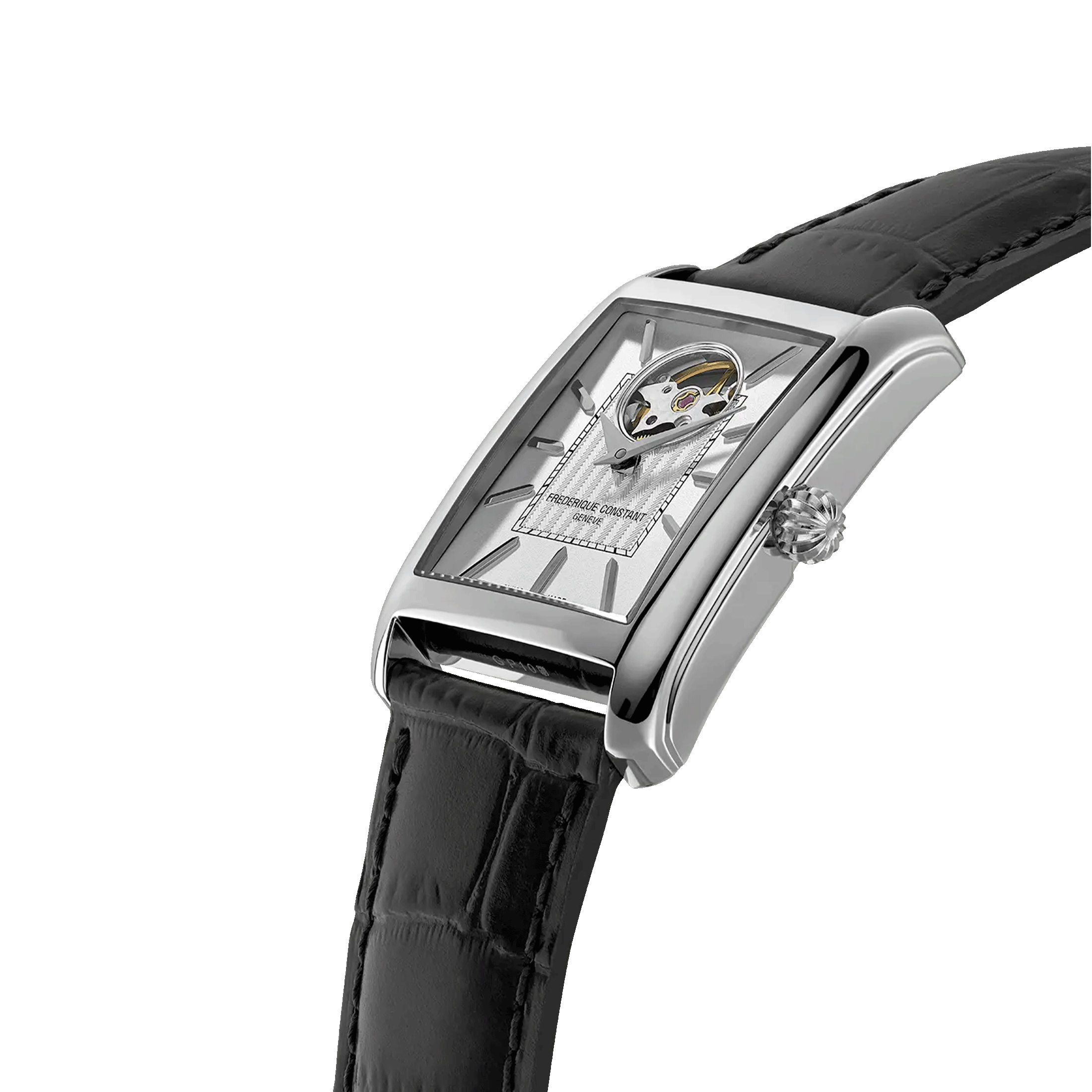 Montre Frédérique Constant Classics Carrée Heart Beat Automatic cadran argenté bracelet cuir 30 x 33 mm