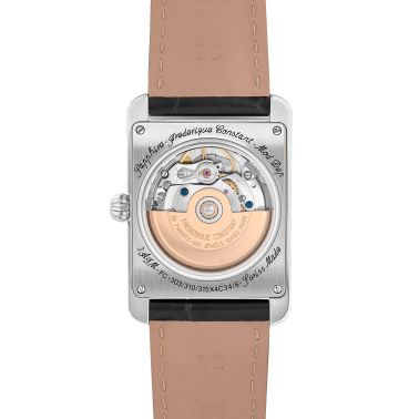 Montre Frédérique Constant Classics Carrée Heart Beat Automatic cadran argenté bracelet cuir 30 x 33 mm
