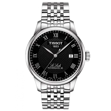 Montre Tissot T-Classic Le Locle Powermatic 80 cadran noir bracelet acier 39,3 mm T006.407.11.053.00