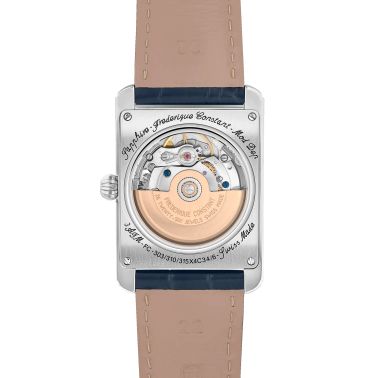 Frédérique Constant Classics Carree Heart Beat Automatic blue dial leather strap 30 x 33 mm