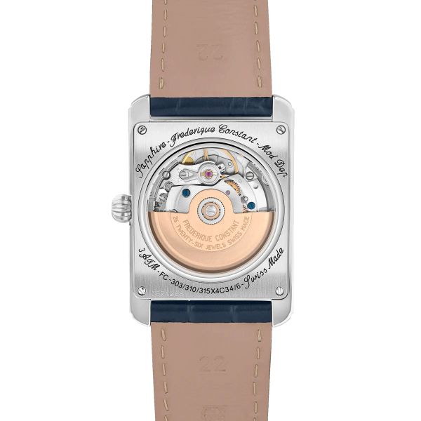 Frédérique Constant Classics Carree Heart Beat Automatic blue dial leather strap 30 x 33 mm
