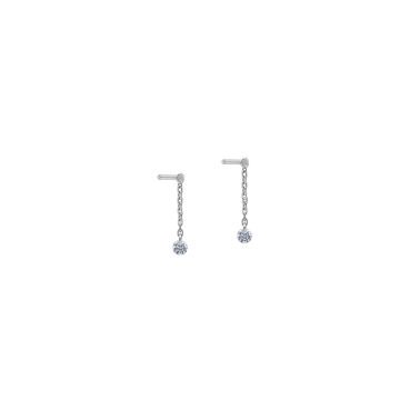 Boucles d'oreilles La Brune et La Blonde 360° en or blanc et diamants 2 x 0,10 carat