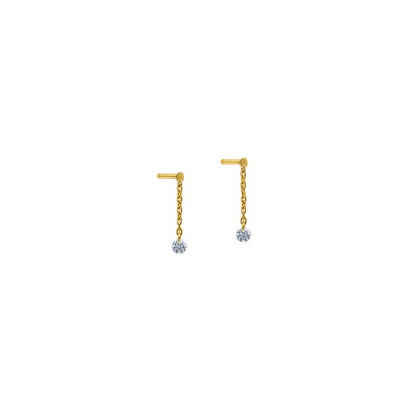 Boucles d'oreilles La Brune et La Blonde 360° en or jaune et diamants 2 x 0,10 carat