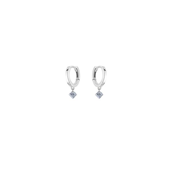 La Brune et La Blonde 360° hoop earrings in white gold and 2 x 0.10 carat princess-cut diamonds