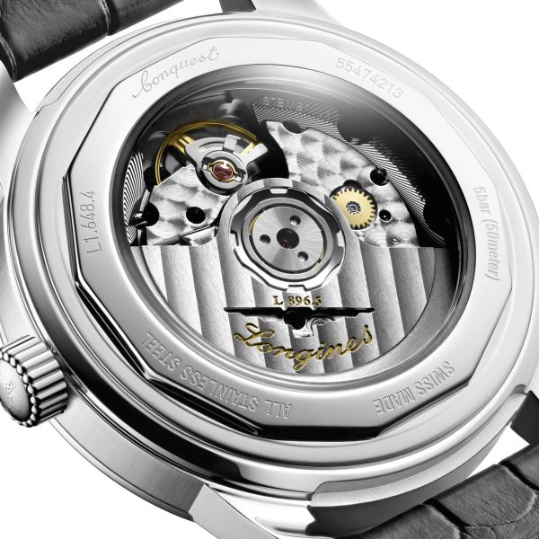 Longines Conquest Heritage Central Power Reserve automatic watch anthracite dial grey leather strap 38 mm L1.648.4.62.2