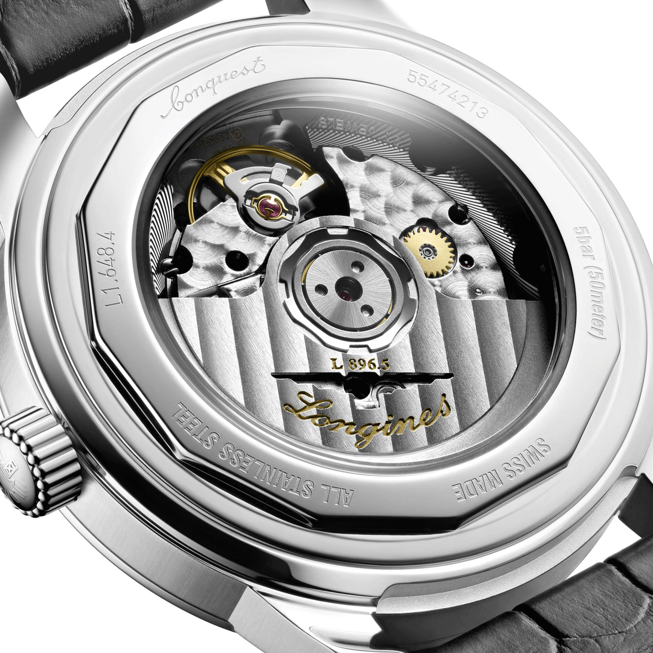 Longines Conquest Heritage Central Power Reserve automatic watch anthracite dial grey leather strap 38 mm L1.648.4.62.2