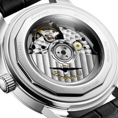 Montre Longines Conquest Heritage Central Power Reserve automatique cadran champagne bracelet cuir noir 38 mm L1.648.4.78.2