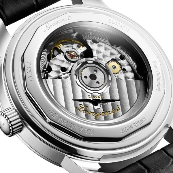 Montre Longines Conquest Heritage Central Power Reserve automatique cadran champagne bracelet cuir noir 38 mm L1.648.4.78.2