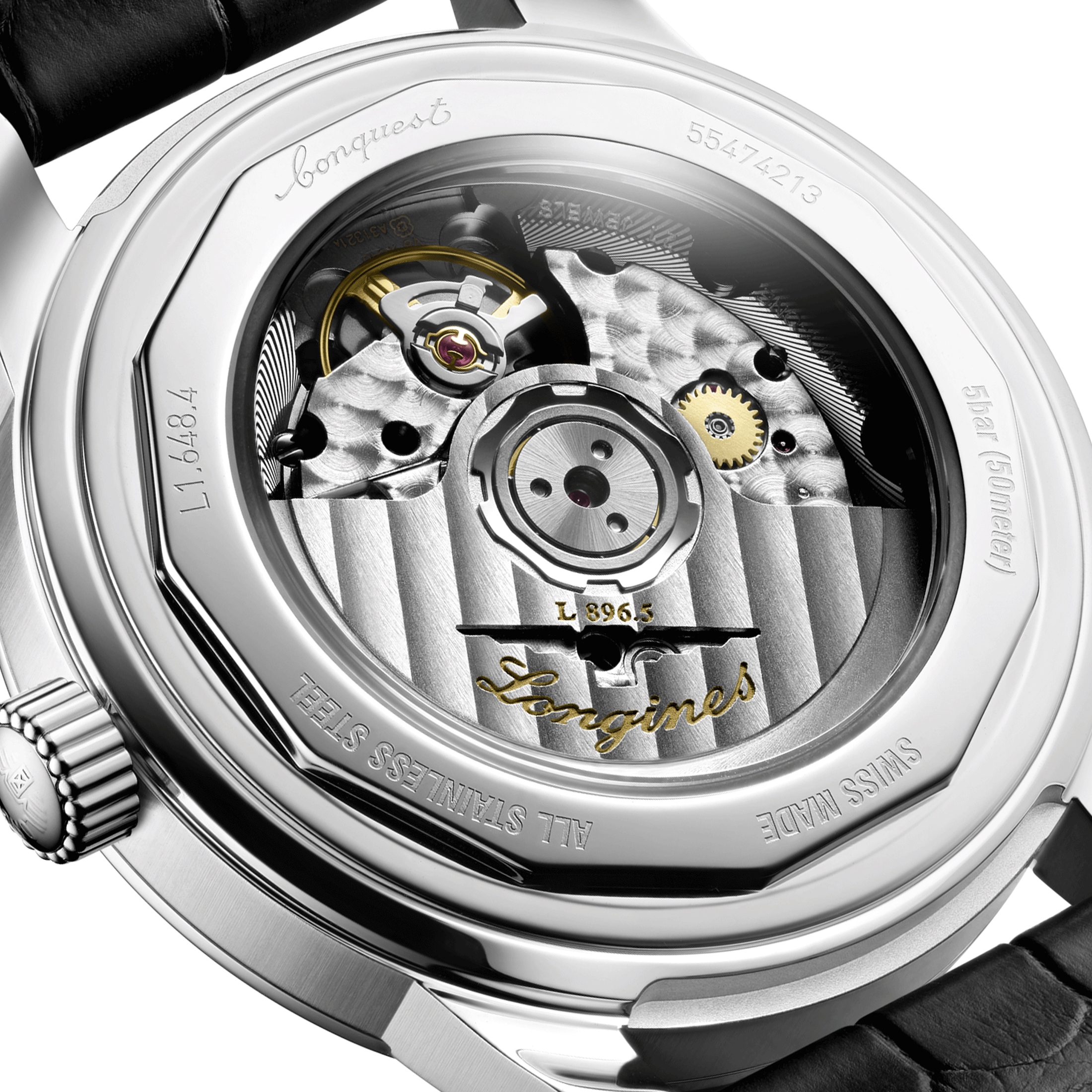 Montre Longines Conquest Heritage Central Power Reserve automatique cadran champagne bracelet cuir noir 38 mm L1.648.4.78.2