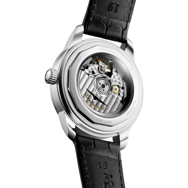 Longines Conquest Heritage Central Power Reserve automatic watch champagne dial black leather strap 38 mm L1.648.4.78.2