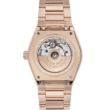 Frédérique Constant Highlife Ladies Heart Beat automatic PVD pink gold green dial steel bracelet 34 mm