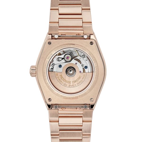 Frédérique Constant Highlife Ladies Heart Beat automatic PVD pink gold green dial steel bracelet 34 mm