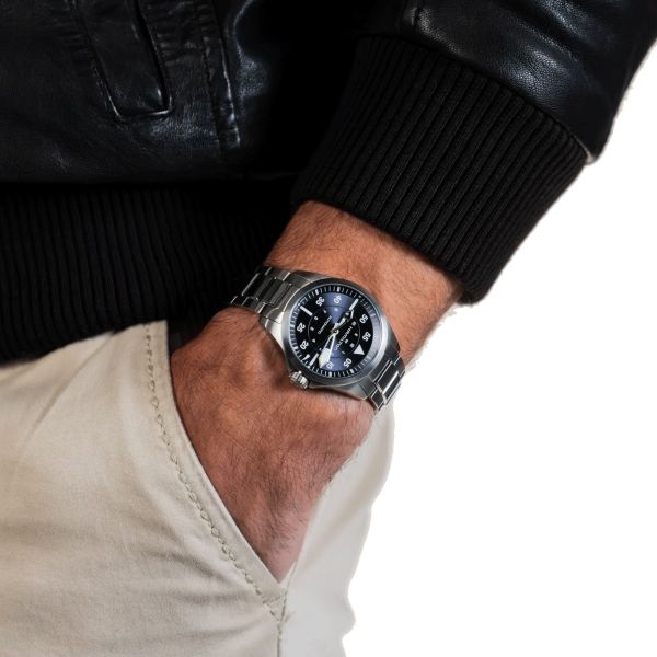 Montre Hamilton Khaki Aviation Pilot automatique cadran bleu bracelet acier 36 mm H76215140