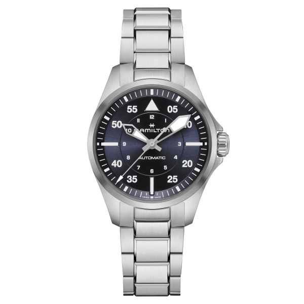 Hamilton Khaki Aviation Pilot automatic watch blue dial steel bracelet 36 mm