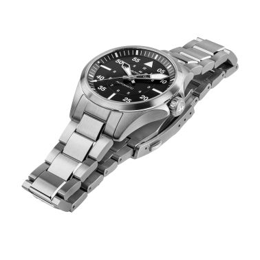 Hamilton Khaki Aviation Pilot automatic watch black dial steel bracelet 36 mm