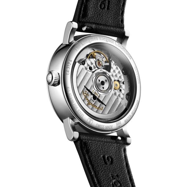Montre Longines Elegant Collection automatique cadran blanc bracelet cuir noir 34,5 mm L4.312.4.11.0