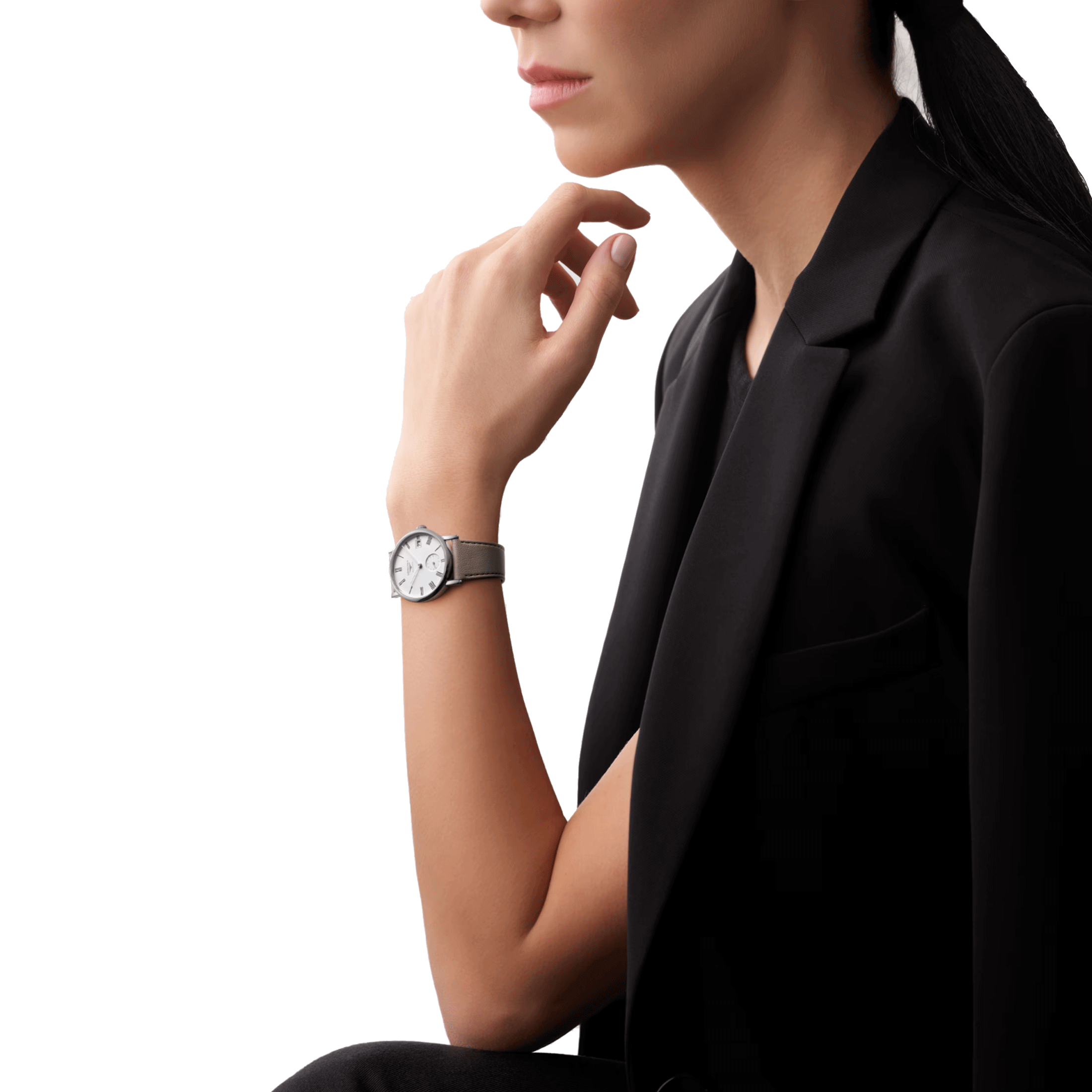 Montre Longines Elegant Collection automatique cadran blanc bracelet cuir beige 34,5 mm L4.312.4.11.2