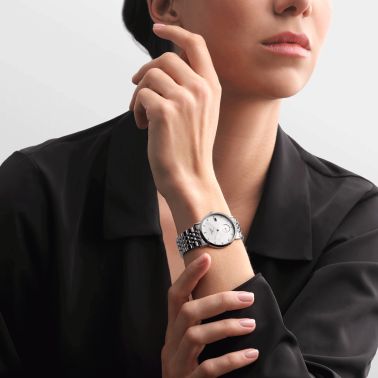 Montre Longines Elegant Collection automatique index diamants cadran gris bracelet acier 34,5 mm L4.312.4.77.6