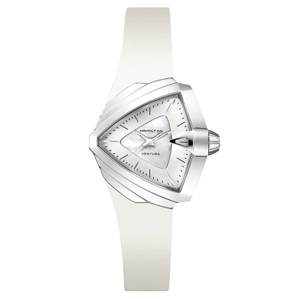 Montre Hamilton Ventura cadran nacre bracelet caoutchouc blanc 34,5 x 38 mm H24251391