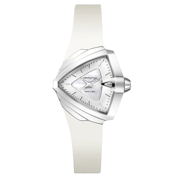 Montre Hamilton Ventura cadran nacre bracelet caoutchouc blanc