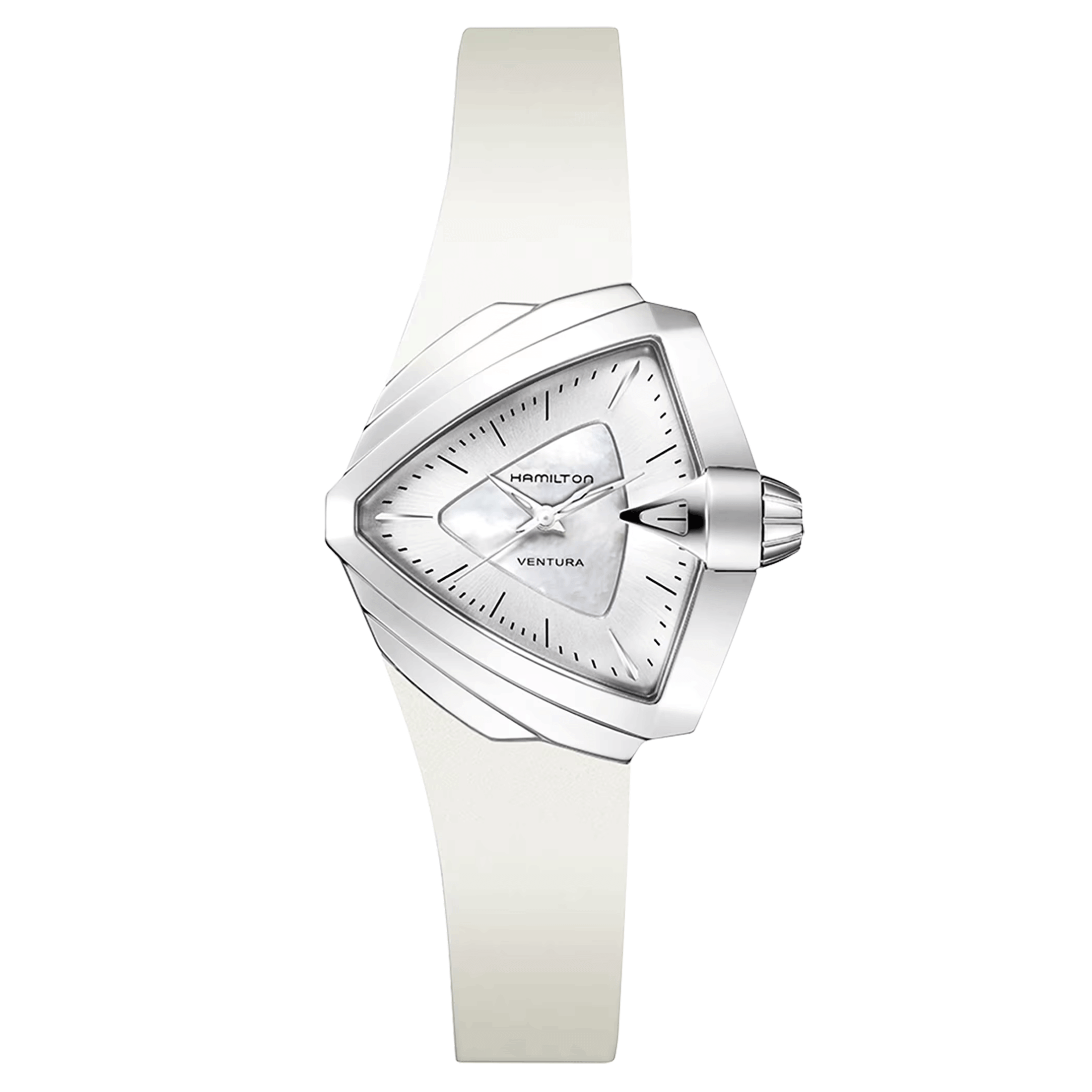 Montre Hamilton Ventura cadran nacre bracelet caoutchouc blanc 34,5 x 38 mm H24251391