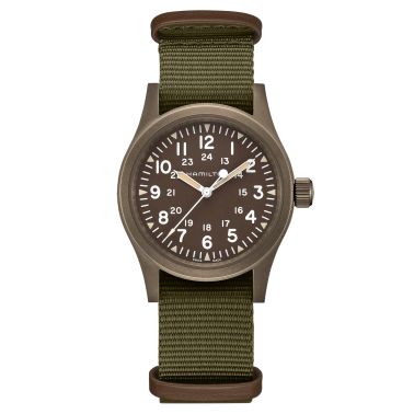 Montre Hamilton Khaki Field Mechanical cadran kaki bracelet nato kaki 38 mm H69449961