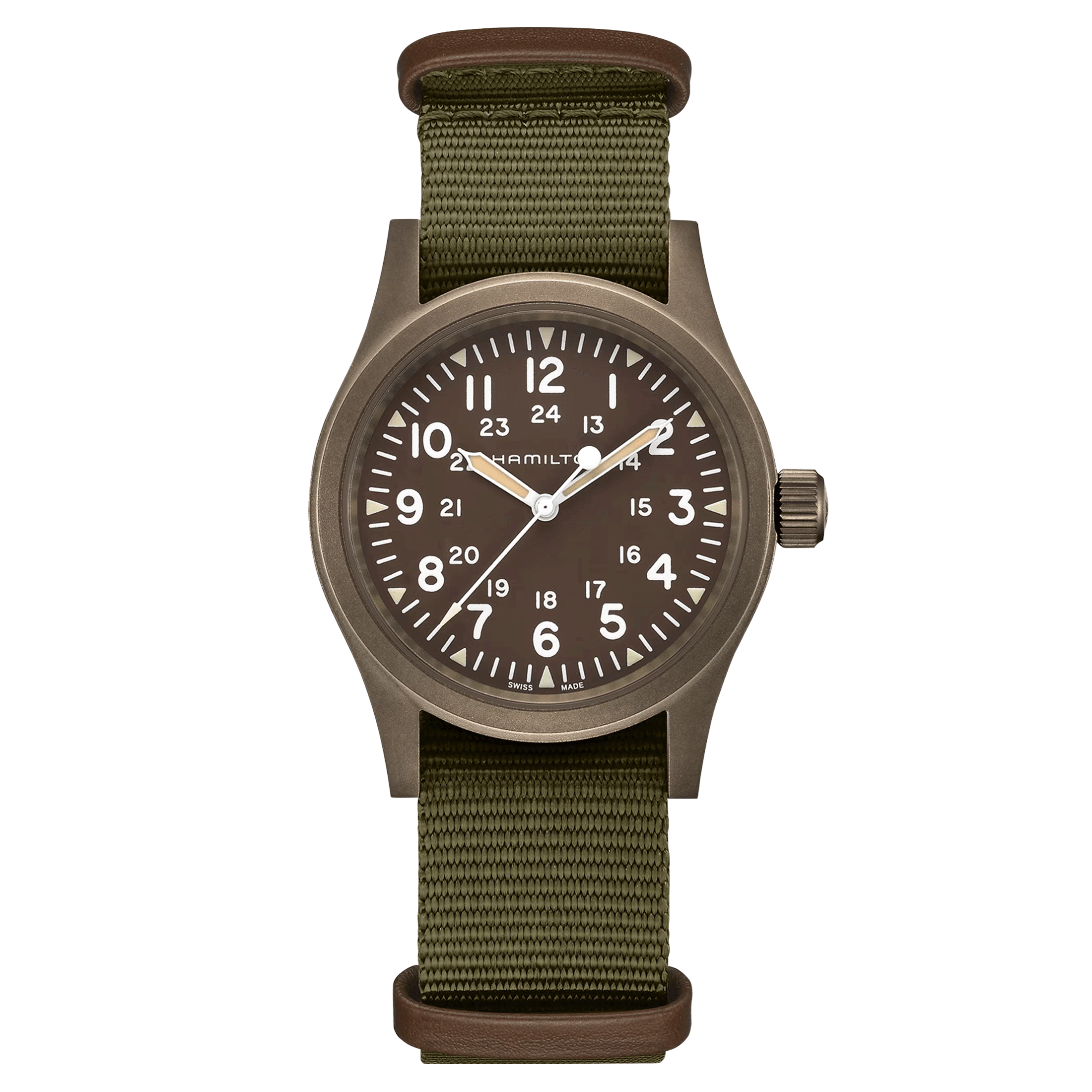 Montre Hamilton Khaki Field Mechanical cadran kaki bracelet nato kaki 38 mm H69449961