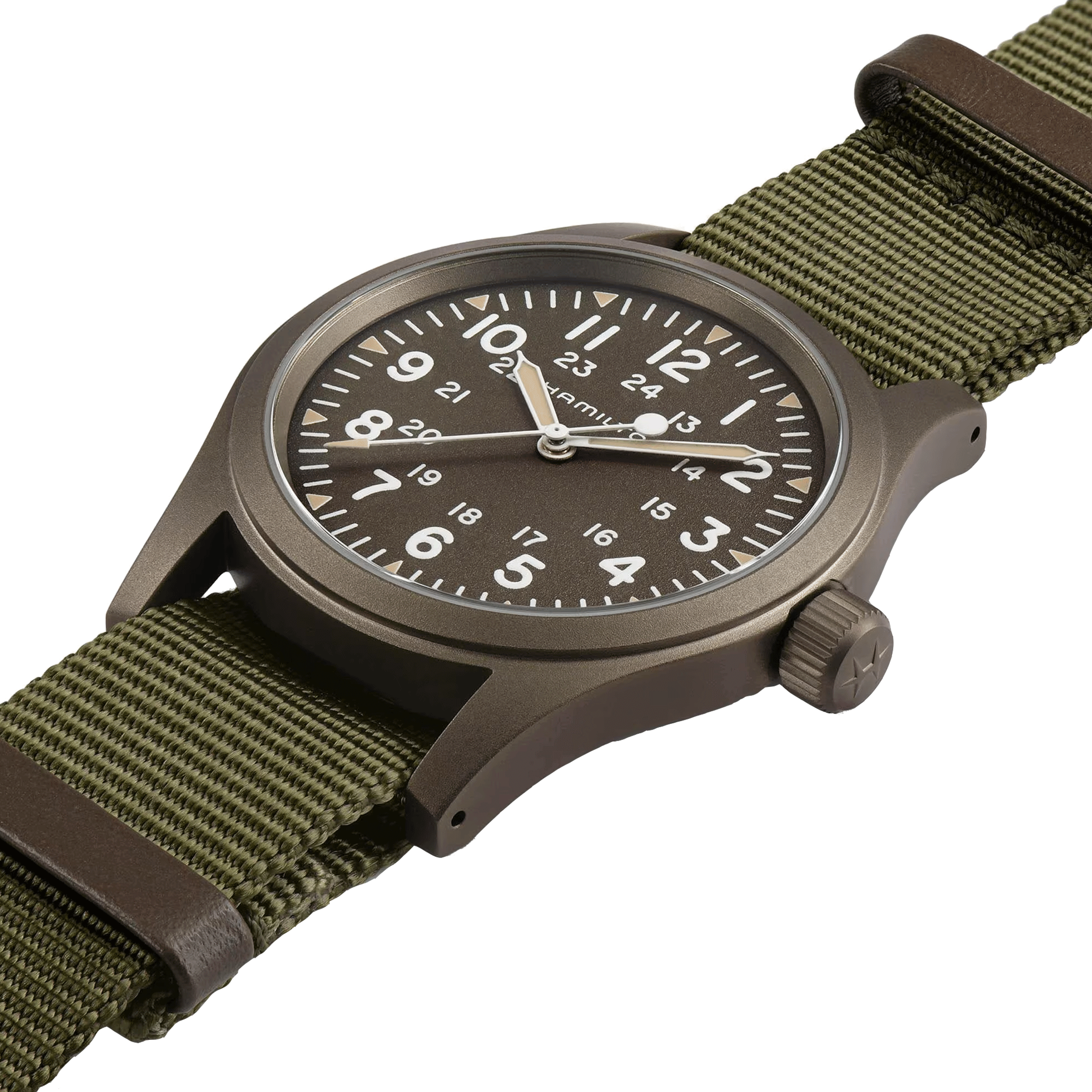 Montre Hamilton Khaki Field Mechanical cadran kaki bracelet nato kaki 38 mm H69449961