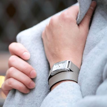 Hamilton American Classic Ardmore quartz watch silver dial taupe leather strap 18.7 x 27 mm