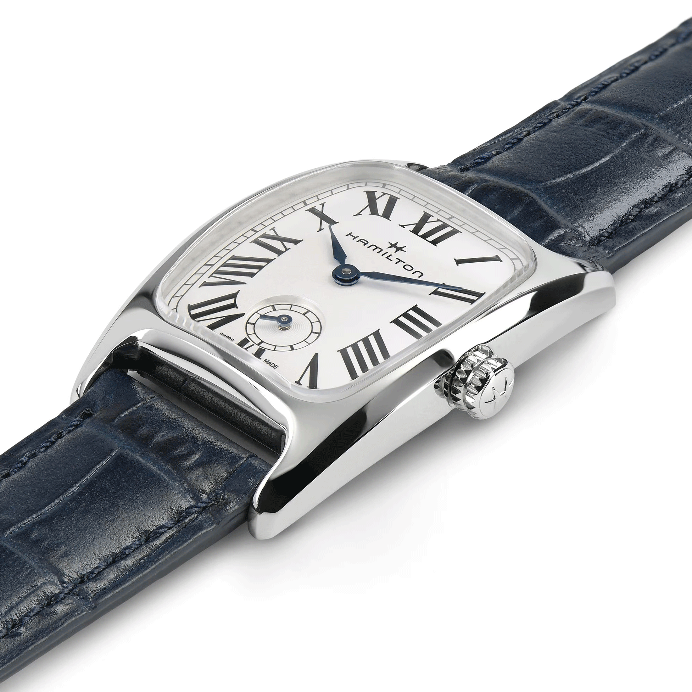 Hamilton American Classic Boulton Small Second quartz watch white dial blue leather strap 23.5 x 27.4 mm