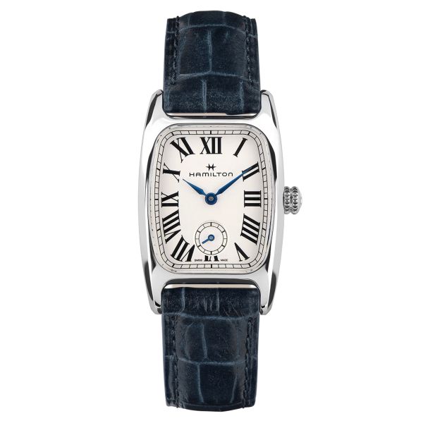 Hamilton American Classic Boulton Small Second quartz watch white dial blue leather strap 23.5 x 27.4 mm