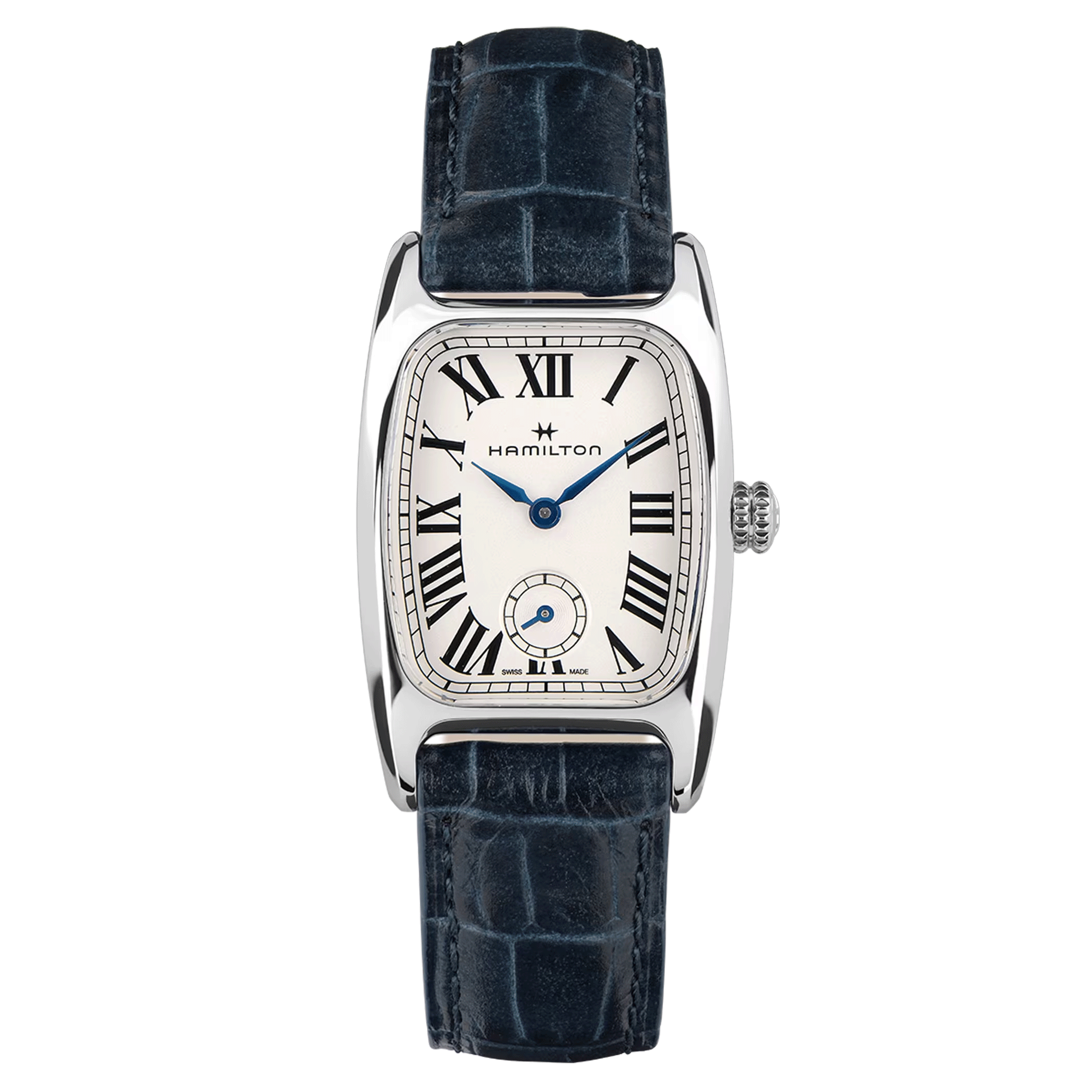 Hamilton American Classic Boulton Small Second quartz watch white dial blue leather strap 23.5 x 27.4 mm