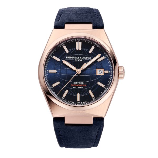 Montre Frédérique Constant Highlife automatique COSC cadran bleu bracelet cuir 39 mm