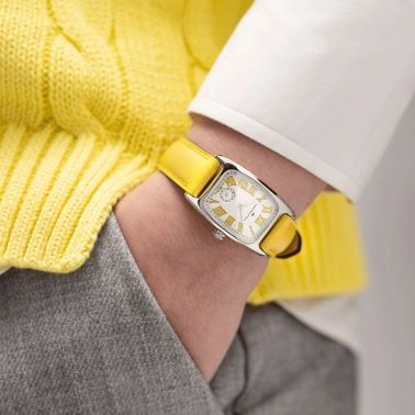 Hamilton American Classic Boulton Small Second M quartz watch white dial yellow leather strap 23.5 x 27.4 mm H13321811