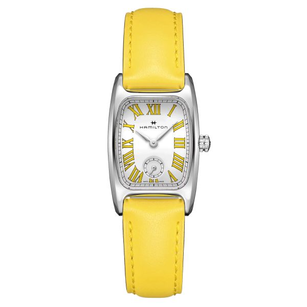 Hamilton American Classic Boulton Small Second M quartz watch white dial yellow leather strap 23.5 x 27.4 mm H13321811