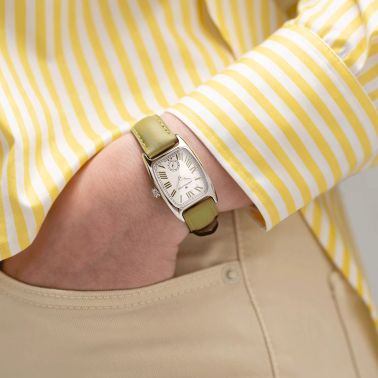 Hamilton American Classic Boulton Small Second M quartz watch white dial green leather strap 23.5 x 27.4 mm