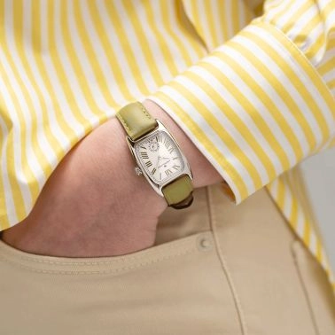 Hamilton American Classic Boulton Small Second M quartz watch white dial green leather strap 23.5 x 27.4 mm