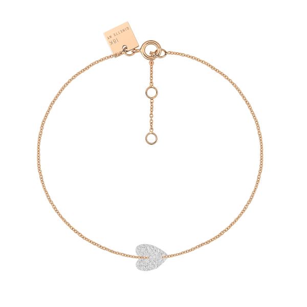 Ginette NY Angèle Mini Diamond Heart bracelet in rose gold and diamonds 