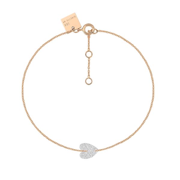 Bracelet Ginette NY Angèle Mini Diamond Heart en or rose et diamants 