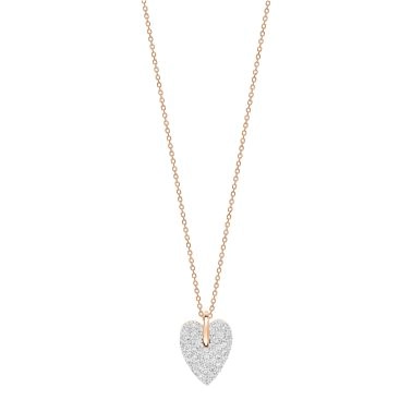 Ginette NY Angèle Mini Diamond Heart necklace in rose gold and diamonds 