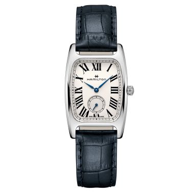 Hamilton American Classic Boulton Small Second M quartz watch green dial blue calf leather strap 23.5 x 27.4 mm H13421611