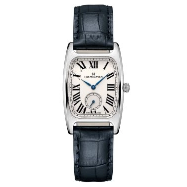 Hamilton American Classic Boulton Small Second M quartz watch green dial blue calf leather strap 23.5 x 27.4 mm H13421611