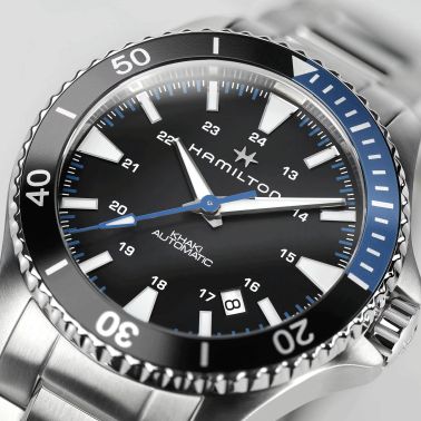 Hamilton Khaki Navy Scuba automatic watch black dial black and blue bezel stainless steel bracelet 40 mm H82315131
