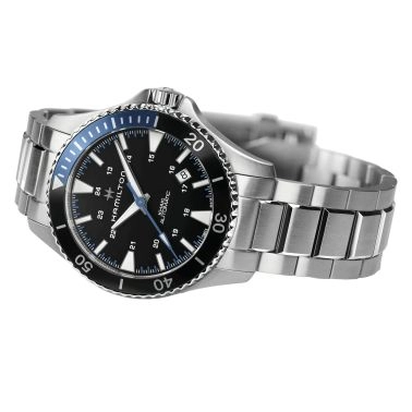 Hamilton Khaki Navy Scuba automatic watch black dial black and blue bezel stainless steel bracelet 40 mm H82315131